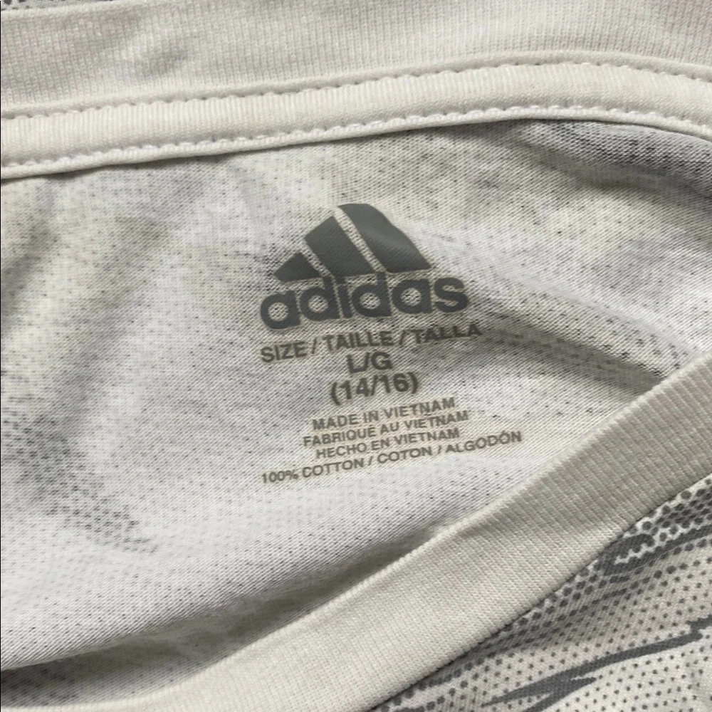 adidas White and Gray Kids Short Sleeve Tee